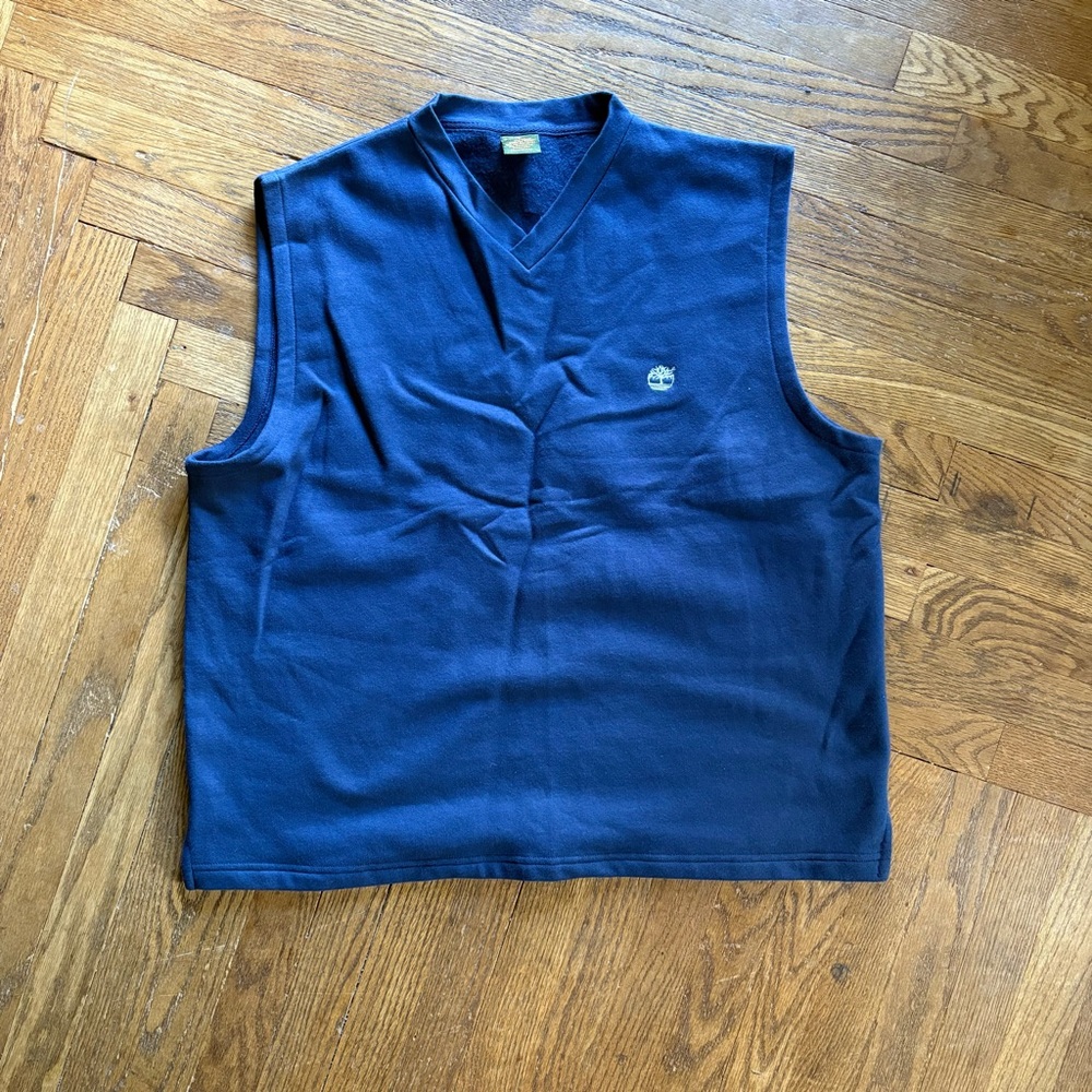 Vintage Timberland Sleeveless Sweater Vest Men’s Large‎ Navy Blue V-Neck Knit